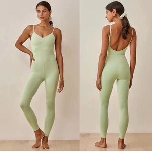 Reformation Emmy Ecostretch Jumpsuit Limon Workout Open Back Size XL